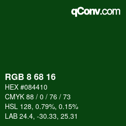 Color code: RGB 8 68 16 | qconv.com