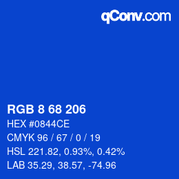Color code: RGB 8 68 206 | qconv.com