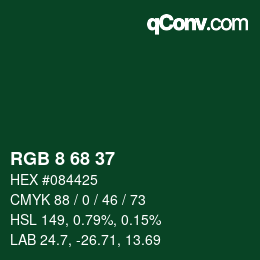 Color code: RGB 8 68 37 | qconv.com