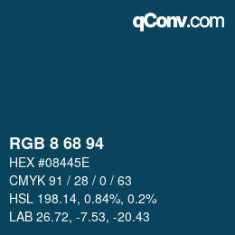 Color code: RGB 8 68 94 | qconv.com