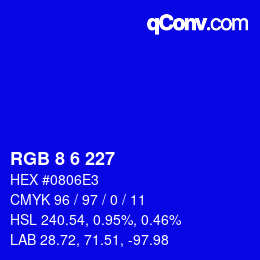 Color code: RGB 8 6 227 | qconv.com