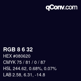 Color code: RGB 8 6 32 | qconv.com