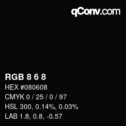 カラーコード: RGB 8 6 8 | qconv.com