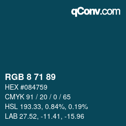 颜色代码: RGB 8 71 89 | qconv.com