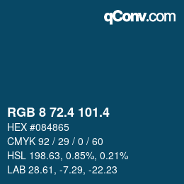 カラーコード: RGB 8 72.4 101.4 | qconv.com