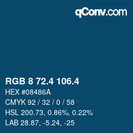 カラーコード: RGB 8 72.4 106.4 | qconv.com