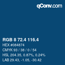 カラーコード: RGB 8 72.4 116.4 | qconv.com