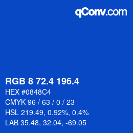 カラーコード: RGB 8 72.4 196.4 | qconv.com