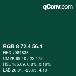 カラーコード: RGB 8 72.4 56.4 | qconv.com