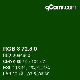 カラーコード: RGB 8 72.8 0 | qconv.com