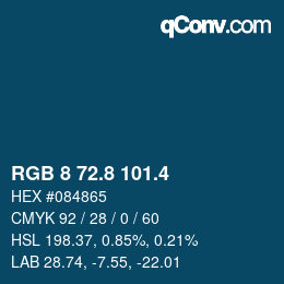 カラーコード: RGB 8 72.8 101.4 | qconv.com