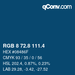 カラーコード: RGB 8 72.8 111.4 | qconv.com