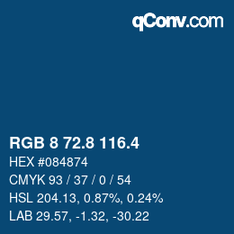カラーコード: RGB 8 72.8 116.4 | qconv.com