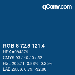 カラーコード: RGB 8 72.8 121.4 | qconv.com
