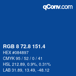 カラーコード: RGB 8 72.8 151.4 | qconv.com