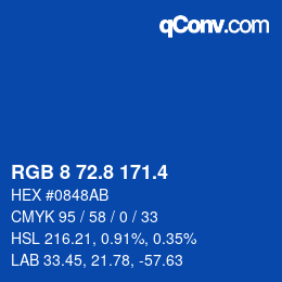 カラーコード: RGB 8 72.8 171.4 | qconv.com