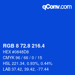 カラーコード: RGB 8 72.8 216.4 | qconv.com