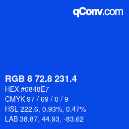 カラーコード: RGB 8 72.8 231.4 | qconv.com