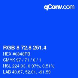 カラーコード: RGB 8 72.8 251.4 | qconv.com