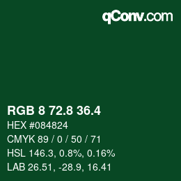 カラーコード: RGB 8 72.8 36.4 | qconv.com