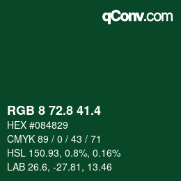 カラーコード: RGB 8 72.8 41.4 | qconv.com