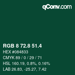 カラーコード: RGB 8 72.8 51.4 | qconv.com