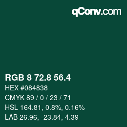 カラーコード: RGB 8 72.8 56.4 | qconv.com