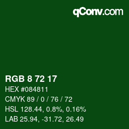 Color code: RGB 8 72 17 | qconv.com