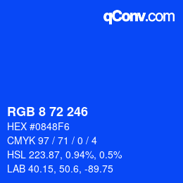 Color code: RGB 8 72 246 | qconv.com