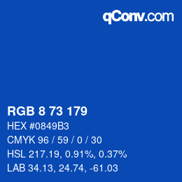 Color code: RGB 8 73 179 | qconv.com