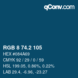 カラーコード: RGB 8 74.2 105 | qconv.com