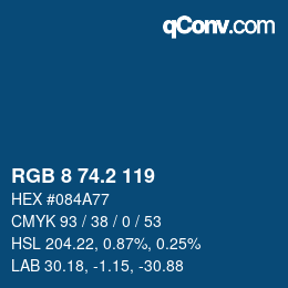 カラーコード: RGB 8 74.2 119 | qconv.com