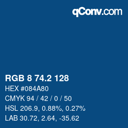 カラーコード: RGB 8 74.2 128 | qconv.com