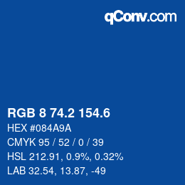 カラーコード: RGB 8 74.2 154.6 | qconv.com