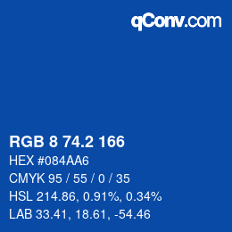カラーコード: RGB 8 74.2 166 | qconv.com