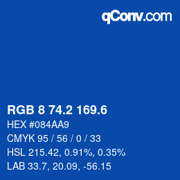 カラーコード: RGB 8 74.2 169.6 | qconv.com
