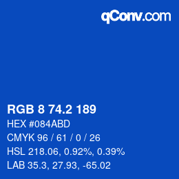 カラーコード: RGB 8 74.2 189 | qconv.com