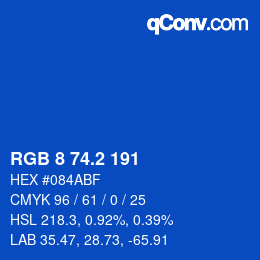 カラーコード: RGB 8 74.2 191 | qconv.com