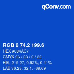 カラーコード: RGB 8 74.2 199.6 | qconv.com