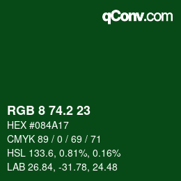 カラーコード: RGB 8 74.2 23 | qconv.com