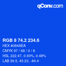 カラーコード: RGB 8 74.2 234.6 | qconv.com