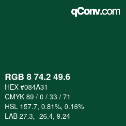 カラーコード: RGB 8 74.2 49.6 | qconv.com
