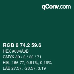 カラーコード: RGB 8 74.2 59.6 | qconv.com