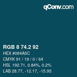 カラーコード: RGB 8 74.2 92 | qconv.com