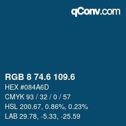 カラーコード: RGB 8 74.6 109.6 | qconv.com
