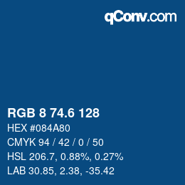 カラーコード: RGB 8 74.6 128 | qconv.com