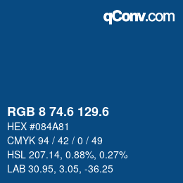 カラーコード: RGB 8 74.6 129.6 | qconv.com