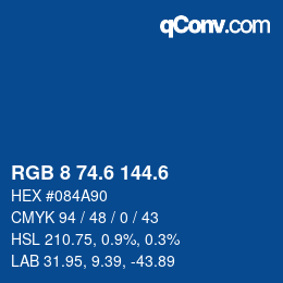 カラーコード: RGB 8 74.6 144.6 | qconv.com