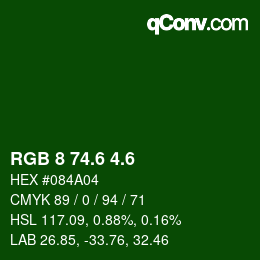 カラーコード: RGB 8 74.6 4.6 | qconv.com