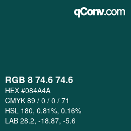カラーコード: RGB 8 74.6 74.6 | qconv.com